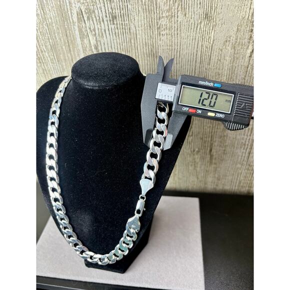 NEW 19" Long, 12mm Thick - Miami Cuban w/ 925 Silver Stamp - Picture 6 of 7